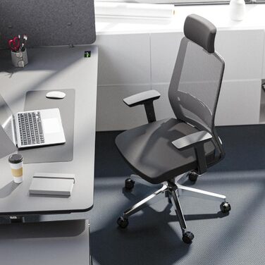 Яса Чейр Плюс: Ергономічне офісне крісло з підголівником, 2D-підтримкою попереку та 4D-підлокітниками | Переможець тесту! До 150 кг, чорний