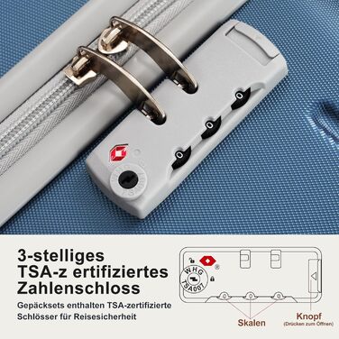 Набір валіз Merax 3 шт. з жорстким корпусом, 20/24/28 дюймів (Синій та Сірий)