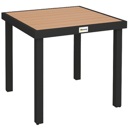 Зручний садовий стіл з пластику 78 x 78 x 74 см. Стійкий до погодних умов, з алюмінієвим каркасом. Ідеально підходить як буфетний стіл, кемпінговий стіл для 4 осіб, стіл на балкон, терасу або у сад. Підходить як вуличний обідній стіл для саду, тераси або балкону. Колір: чорний.