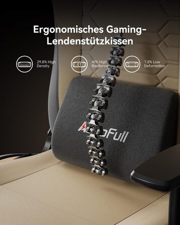 Ігровий крісло AutoFull C3 з ергономічним дизайном | Крісло з регульованими підлокітниками, підставкою для ніг, подушкою для голови та попереку | Макс. навантаження 150 кг | Зручна тканинна оббивка (Колір: Коричневий)