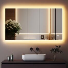 LED дзеркало для ванної кімнати Boromal 100x60 см з підсвічуванням, 3 кольори світла, диммування, сенсорне управління