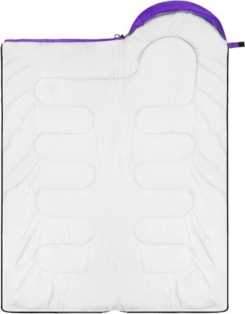 Спальний мішок на 3-4 сезони Спальний мішок Sportneer Зимовий спальний мішок на відкритому повітрі Портативний ультралегкий 1,7 кг Повний наповнювач для кемпінгу Трекінг Подорожі Походи (ФіолетовийРожевий, 220x81 см)
