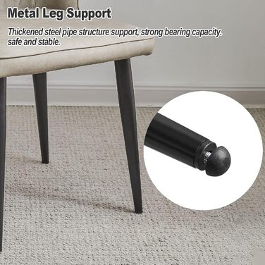 Стільці для обідньої зони CLIPOP, Ретро стиль, Штучна шкіра, М'яке сидіння, Металеві ніжки, для дому та офісу (Бежевий, 4 шт)