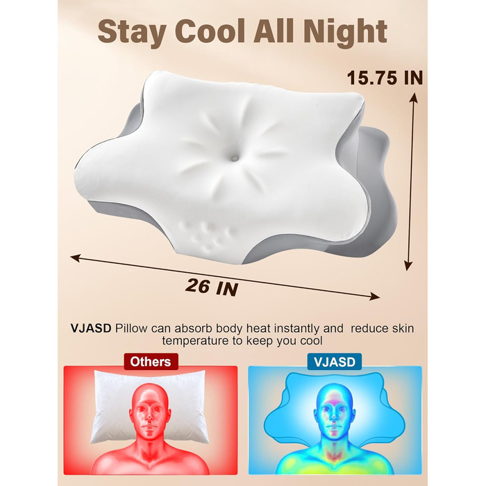 Ортопедична подушка для шиї з Memory Foam - ергономічна подушка для сну, що знімає біль у шиї, регульована за висотою для тих, хто спить на боці, з дихаючою обшивкою для комфортного сну (Біла, 40 x 66 см)