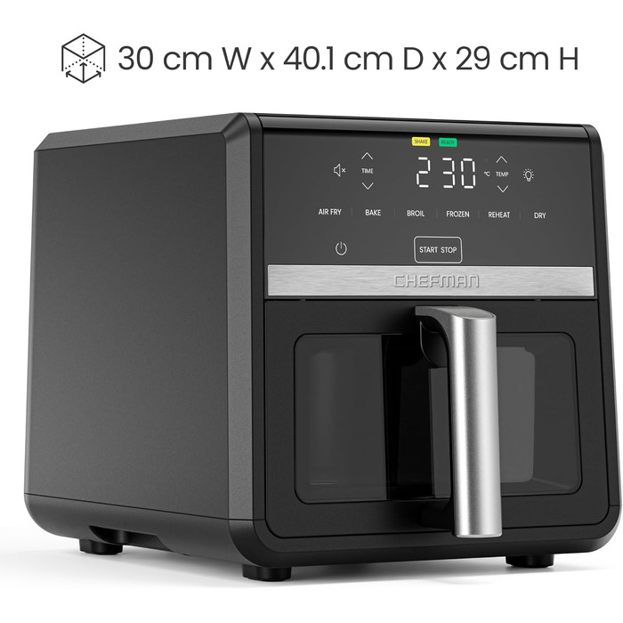 Фритюрниця Chefman TurboFry 8.5 л, 6-в-1, чорна: смаження, випікання, гриль, розігрів, гідратація, розморожування