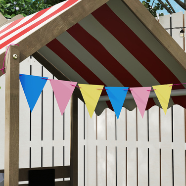 Пісочниця з сонцезахистом, у вигляді будиночка, з ігровим набором, оброблена масивна деревина, 124 x 116 x 146 см, сірого кольору