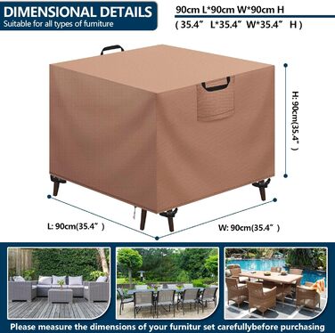 Захисний чохол для садово-патіо меблів, водонепроникний, 420D Oxford, Anti-UV, 90x90x90 см