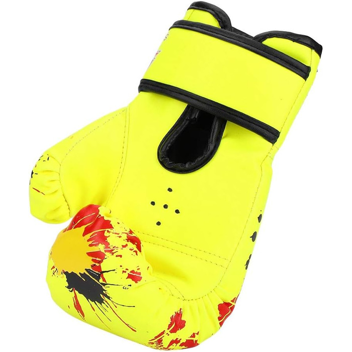 Дитячі боксерські рукавички зі штучної шкіри, дихаючі боксерські рукавички для дітей від 2 до 11 років, тренувальні боксерські рукавички, що використовуються для боксу, Муай Тай, бойові рукавички (жовтий)