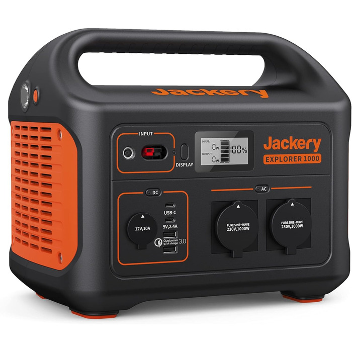 Jackery Explorer 1000: Портативна електростанція 1002Wh з вихідною потужністю 1000W (пікова 2000W), USB та QC, для кемпінгу та подорожей