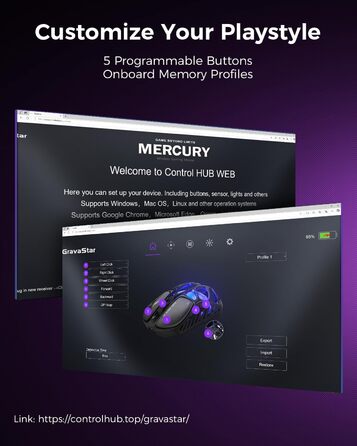 GravaStar Mercury X Pro 49g: Бездротова ігрова миша з PAW 3950 сенсором, 32000 DPI, 8000 Hz, RGB-підсвічування