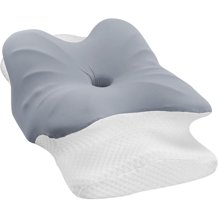 Ортопедична подушка FUNYKICH з піною з пам'яті, сірого кольору, з двома рівнями висоти (11/13 см), дихаюча та пральна, для комфортного сну на боці, спині та животі