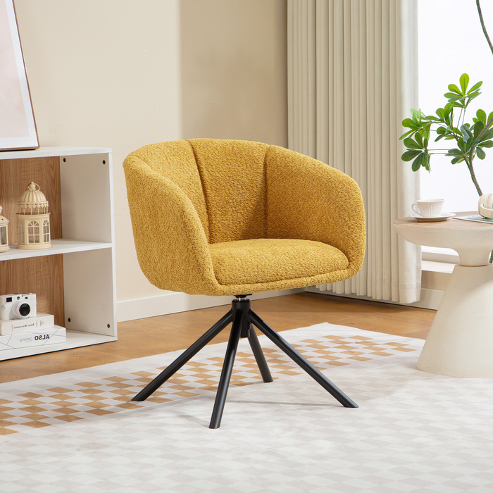 Крісло-шезлонг, м'яке крісло з комфортною сидінням, поворотне, приємне на дотик, витримує до 120 кг, жовте