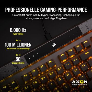 Ігрова механічна клавіатура Corsair K70 MAX RGB QWERTZ DE - сіра, повний розмір, 8000Hz
