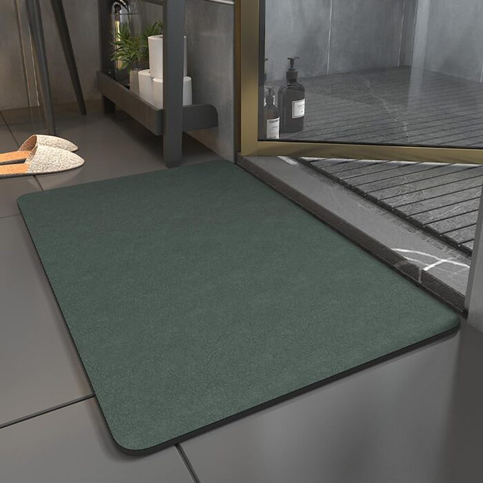 Килимок для ванної нековзний килимок для ванної гумовий швидковисихаючий супер всмоктуючий тонкий килимок для ванної підходить під двері-килимок для ванної можна прати-Килимок для душу перед ванною, душем, раковиною (темно-зелений, 40 х 60 см)