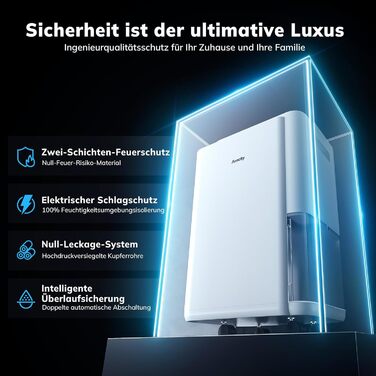 Електричний осушувач повітря AEOCKY 25 л/добу, 200 м³ (50 м²), з відведенням води, для підвалу, пральні, спальні, ванної кімнати (білий)