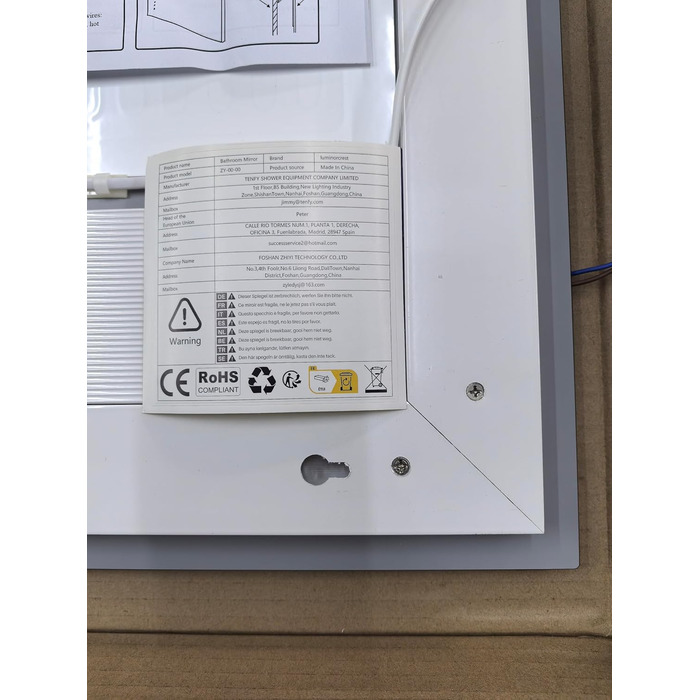 Дзеркало для ванної кімнати Luminorcrest з підсвічуванням, прямокутне 60 x 80 см, LED, 3 кольори, диммування, сенсорне управління, антизапар, CRI90+, загартоване скло, бічне та заднє підсвічування