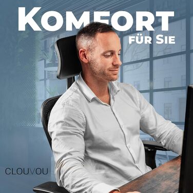 Крісло офісне Clouvou CleverSeat Ergonomiczne: регульоване, для офісу та геймінгу, чорне, до 150 кг