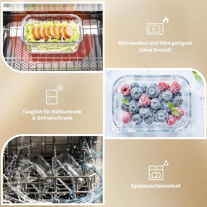 Набір контейнерів для зберігання їжі з кришками, 20 шт. (10 контейнерів, 10 кришок), миюча посуду, придатні для мікрохвильової печі та морозильної камери, герметичні, сучасні, для продуктів харчування, набір контейнерів для їжі (FE1537-cremig)