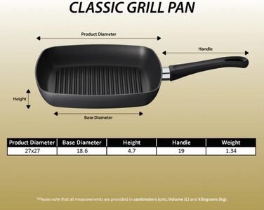SCANPAN Classic Grillpan 27x27 см з антипригарним покриттям Stratanium+ | Для плити та духовки | З рифленою поверхнею