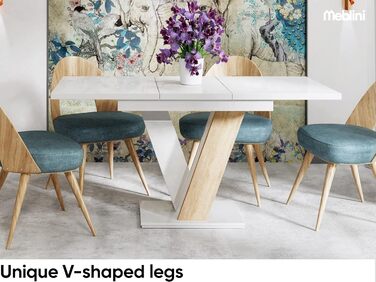 Обідній стіл Meble.In розсувний, сучасний, чорний/білий глянцевий, 120-160x80x75 см