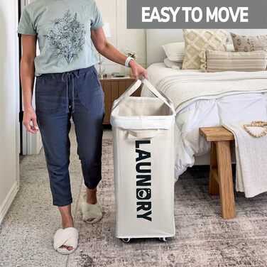 Кошик для білизни на колесах Goodpick, сірий, 75 л, знімний мішок для прання, 1 шт.