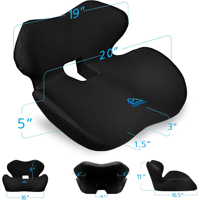 Подушка для сидіння PRIMART з Memory Foam для офісного, автомобільного, ігрового крісла, стільця для обідньої зони, для болю в попереку, куприку та для зняття тиску, підтримка попереку та спини