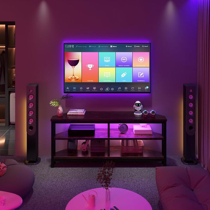 Тумба під телевізор Dripex з LED-підсвіткою, кутовий ТВ-шафка, колір коричневий, 106x45.5x36 см