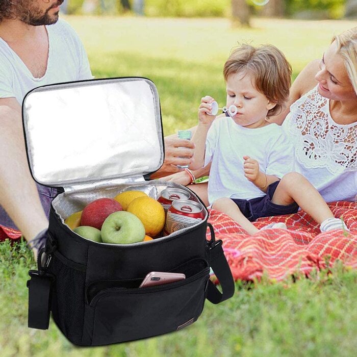 Сумка-холодильник 10 л маленька складна Термальна сумка-Бібіківн для чоловіків і жінок, сумка для пікніка з регульованим плечовим ременем, сумка для обіду для кемпінгу, подорожей ,пікніка (темно-синього кольору)