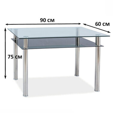 Стіл MADRAS прозорий/хром 90x60X75