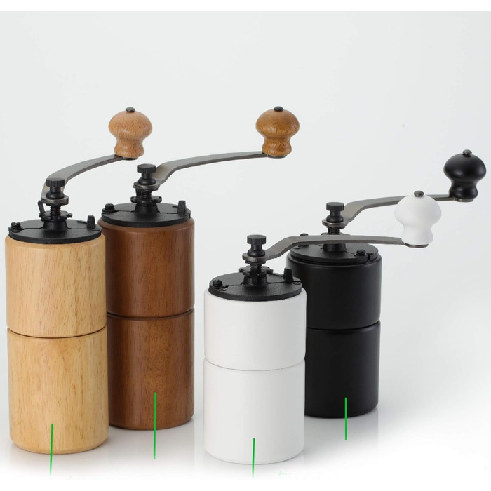 Кавомолка ручна Akirakoki з чавунним жорном, велика ємність, для подорожей та кемпінгу, регульована (коричневе дерево)