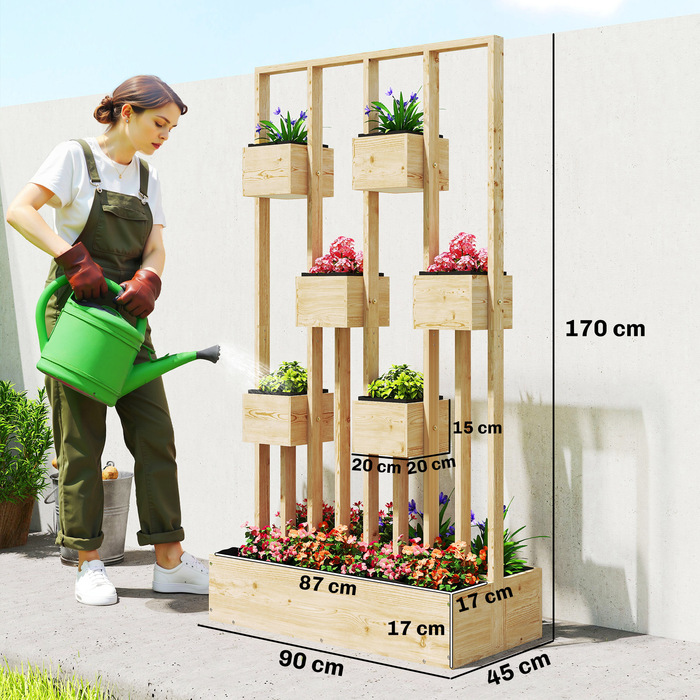 Підвищене грядка з опорою для ліан, кошики, дерев'яний ящик для рослин, горщик для квітів, 90 x 45 x 170 см