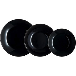 Набір чорного скляного посуду Luminarc Arcopal Zelie, 12 предметів, 4-місний, чорний