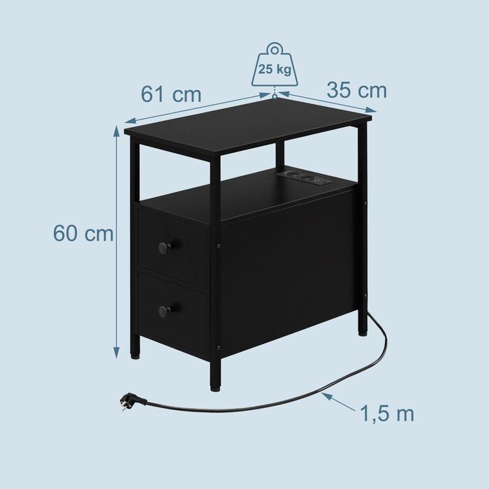 Relaxdays Додатковий столик з розетками