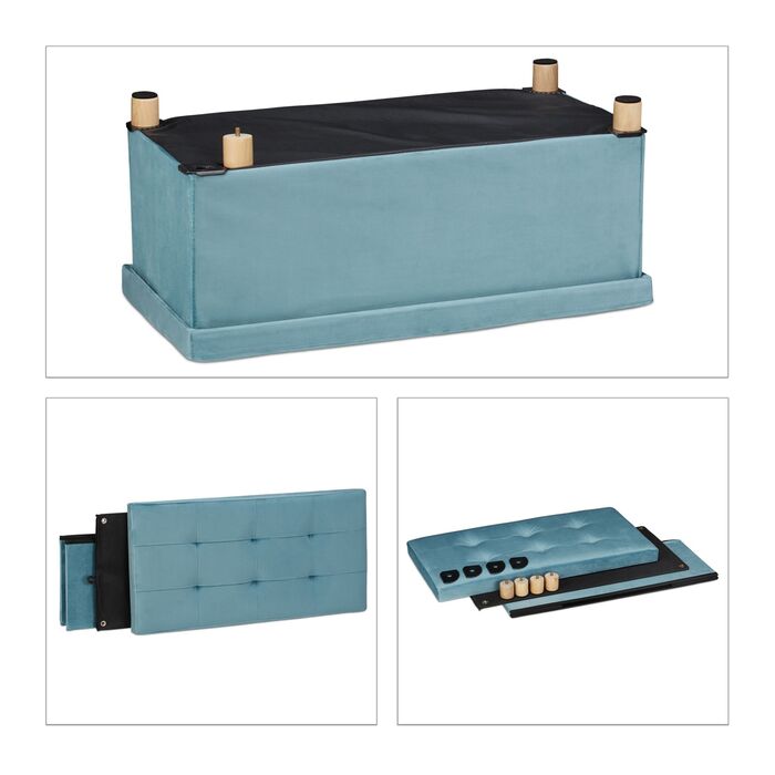 Лавка Relaxdays з оксамитовим покриттям та дерев'яними ніжками