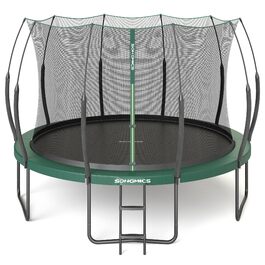 Батут SONGMICS для дітей вуличний Ø366 см, зелений, з захисною сіткою та еластичними тросами, без пружин, тихий