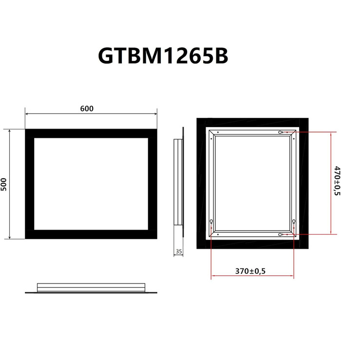 Дзеркало для ванної кімнати Badspiegel 80x60 з підсвічуванням, антизапотівальне LED, 3 колірні температури, IP44, настінне