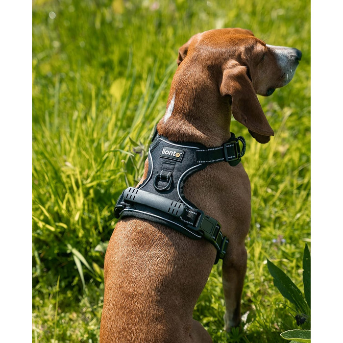 Шлейка для собак з м'якою підкладкою проти висмикування, світловідбиваюча шлейка, регульована, розмір S, чорна S Black