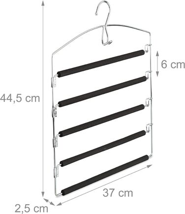 Вішалка для штанів Relaxdays, набір з 3 шт. , компактна, металева, 44,5x37x2,7 см