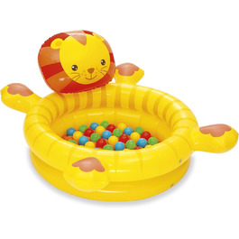 Надувний басейн для дітей на 50 кульок басейн у формі лева для дітей від 2-х років, виготовлений з ПВХ, 87 х 98 х 61,5 см, жовтий і помаранчевий