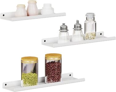 Набір металевих настінних полиць SONGMICS (3 шт.), підвісні полиці в індустріальному стилі для вітальні, кухні та ванної кімнати, білий колір, LFS12BK