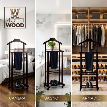 Дзеркало-вішалка для одягу Mottiwood, бук, горіх, подвійний стійкий дзеркало-вішалка з 4 колесами