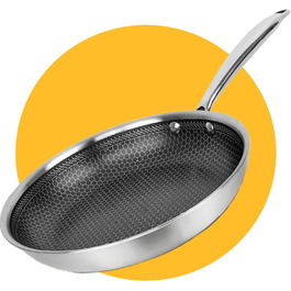 Пательня Pasper Ø 24 см – без PFAS, PTFE та PFOA – для індукційних, електричних, керамічних, газових плит та духовки – нержавіюча сталь з антипригарним покриттям у вигляді стільникового малюнку, придатна для миття в посудомийній машині