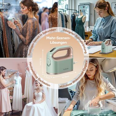 Праска з парою Newbealer 1200W: компактна, для подорожей, 3 режими, швидкий нагрів 45с, зелена