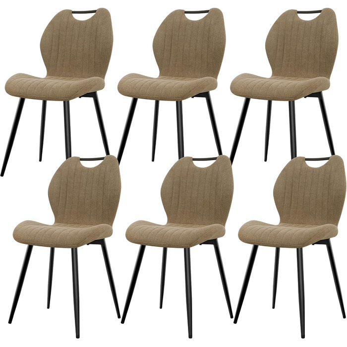 Набір обідніх стільців для кухні, вітальні, їдальні (6 шт., хакі) з м'яким сидінням та металевими ніжками