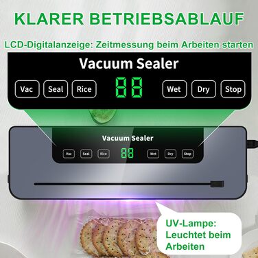 Вакууматор 7 в 1 професійний з різаком, цифровим таймером та 100 пакетами для вакуумування, автоматичний запечатувач