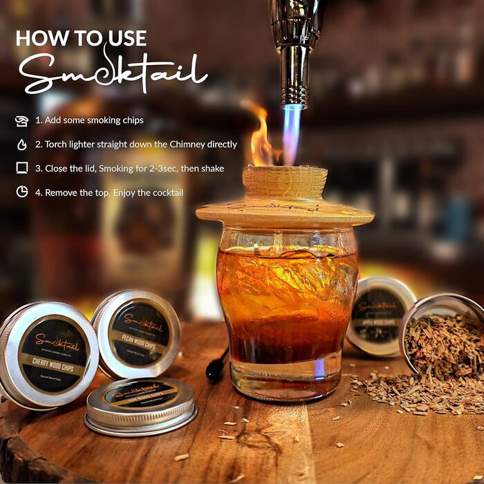 Набір для копчення коктейлів та бурбону – коктейльний дим-смакер – 1 шт.