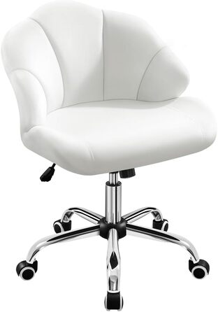 Крісло Yaheetech для дому та офісу: пуф для макіяжу, крісло з регулюванням висоти, обертове, біле, до 136 кг