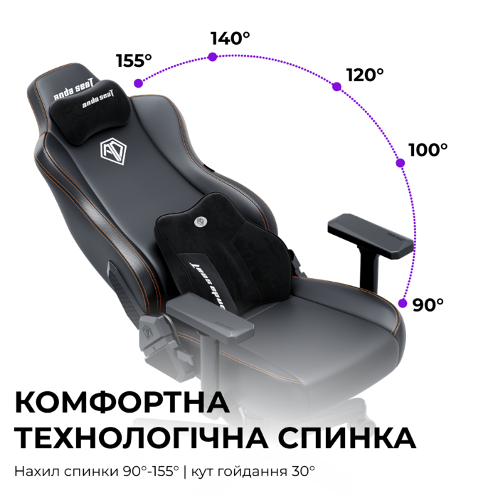 Крісло ігрове Anda Seat Novis Plus Fabric Grey Size XL