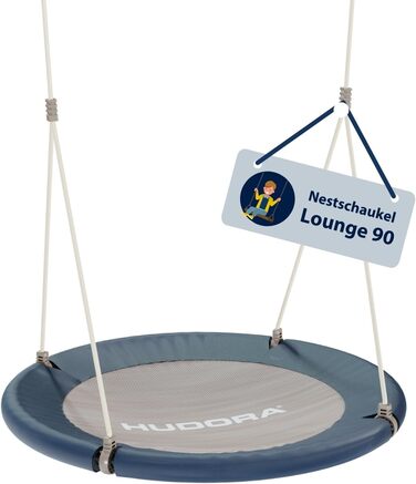 Шоукель HUDORA Nestschaukel Lounge - регульована висота, діаметр 90/110 см, до 150 кг, закрита сидіння, сімейна, для дому та саду (Midnight, 90 см, Single)