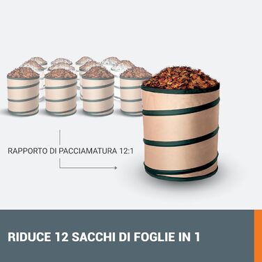 WORX WG505E Trivac: Електричний повітродув та пилосос для листя 3000 Вт – 3-в-1 (повітродув, пилосос, мульчер) – швидкість повітря 335 км/год, об'єм всмоктування 600 м³/год – з мішком 45 л